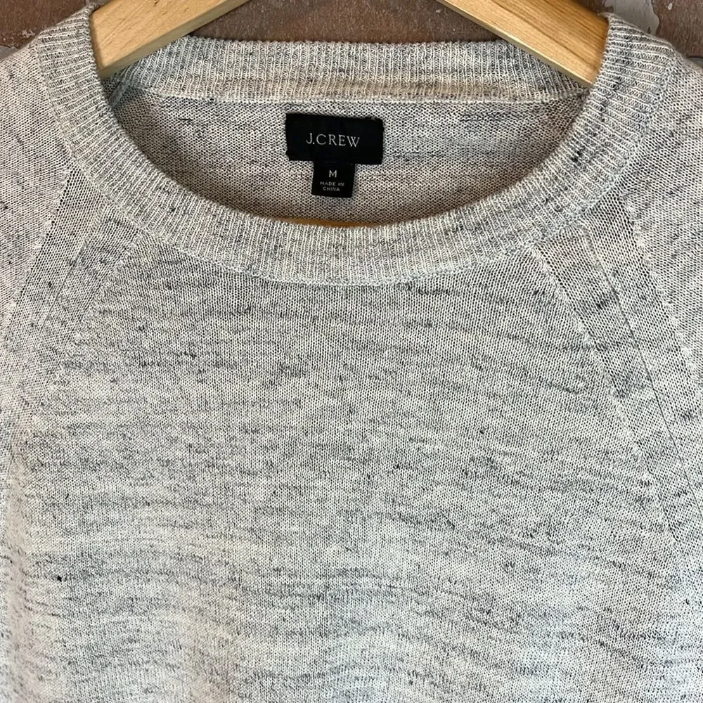 J Crew men's Medium linen and cotton blend crewneck sweater Gray Beige